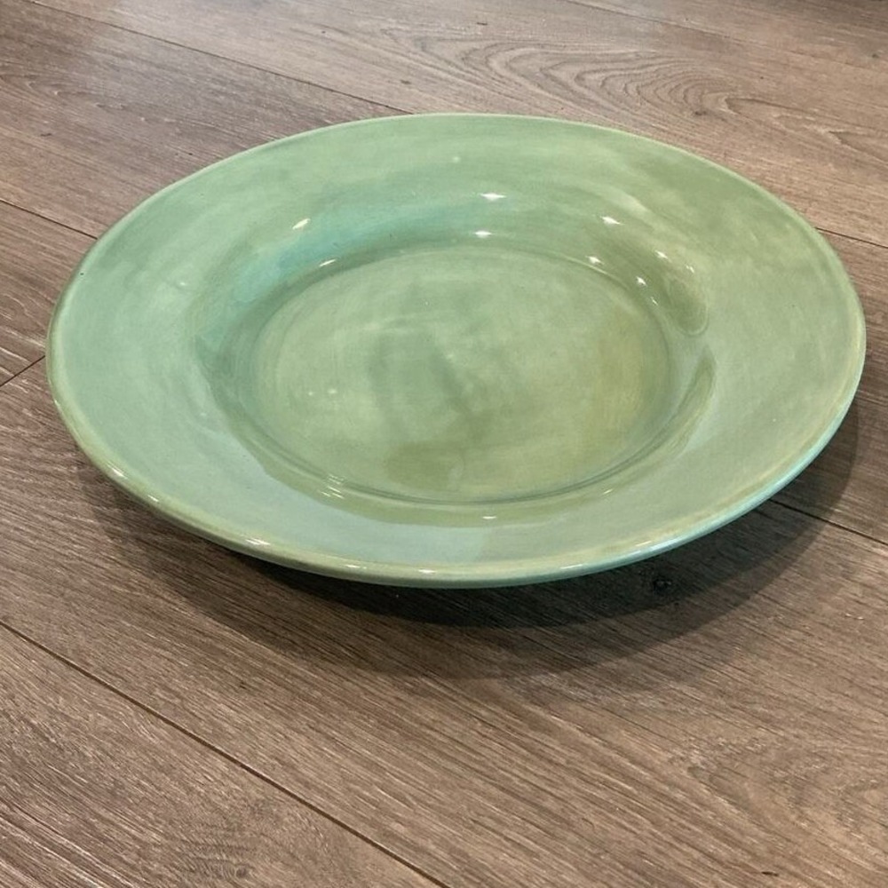 Pottery Barn Sausalito Pasta Bowl Green Glazed Earthenware Cottage Maximalist